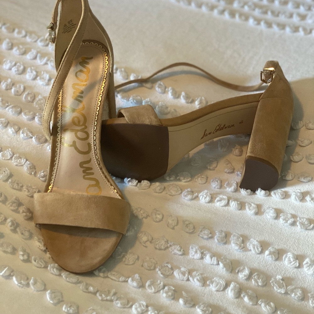 Sam Edelman Ankle Strap Sandal Oatmeal Suede, 8.5